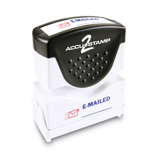 Pre-Inked Shutter Stamp, Red/Blue, EMAILED, 1.63 x 0.5 - 