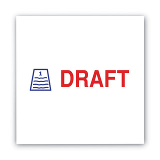 Pre-Inked Shutter Stamp, Red/Blue, DRAFT, 1.63 x 0.5 - 
