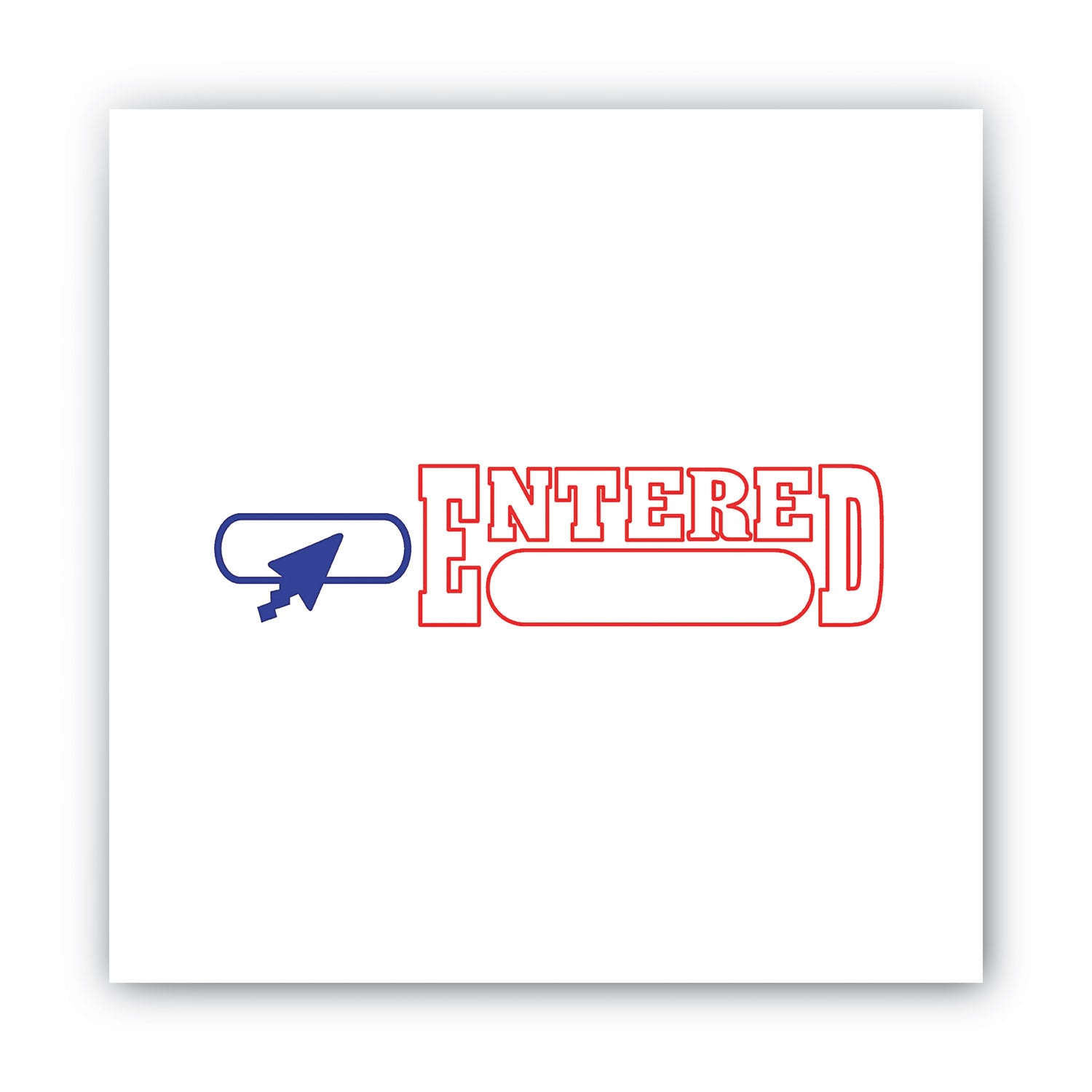 Pre-Inked Shutter Stamp, Red/Blue, ENTERED, 1.63 x 0.5 - 