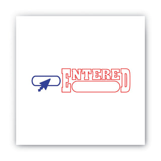 Pre-Inked Shutter Stamp, Red/Blue, ENTERED, 1.63 x 0.5 - 