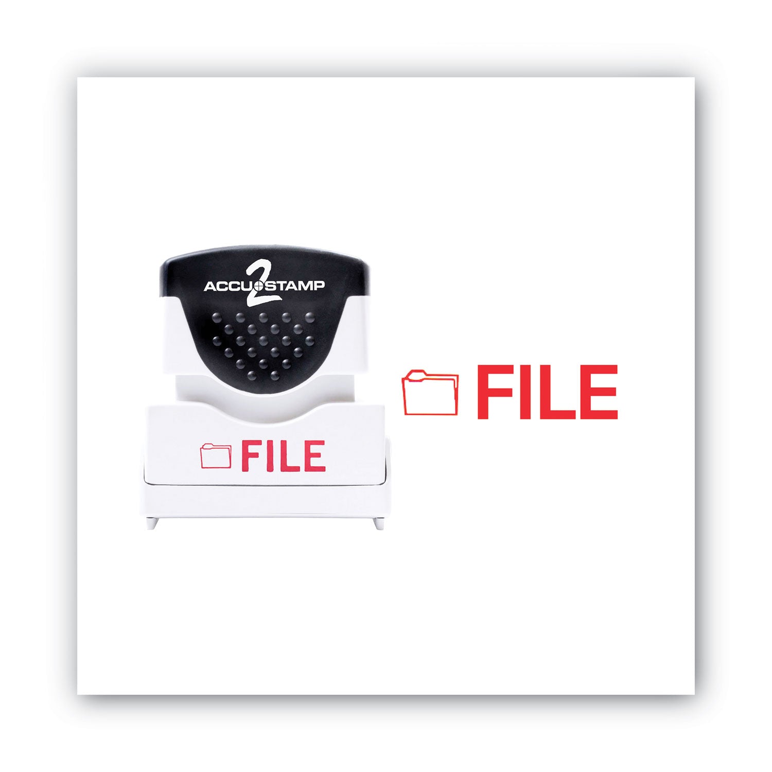 Pre-Inked Shutter Stamp, Red, FILE,.63 x 0.5 - 