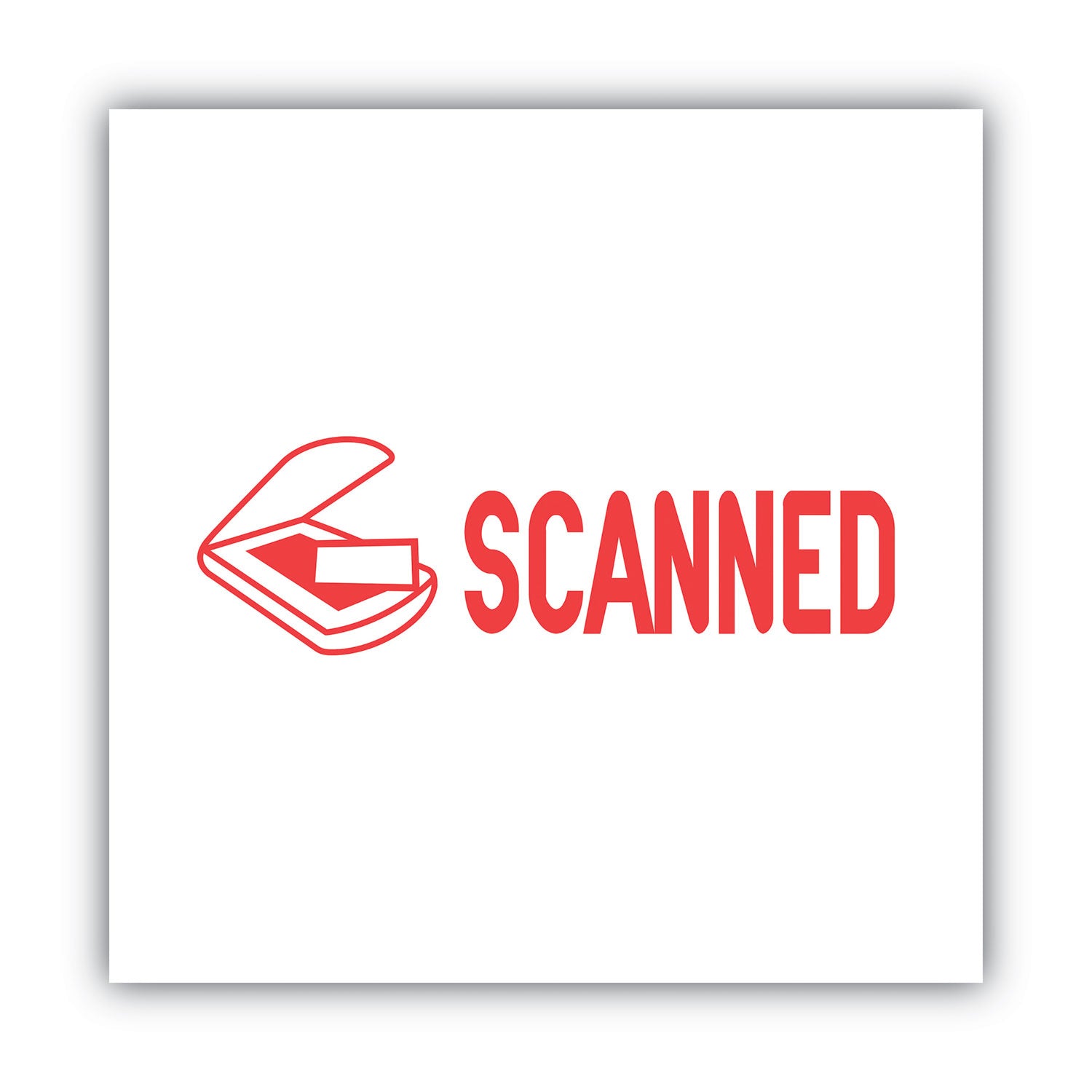 Pre-Inked Shutter Stamp, Red, SCANNED, 1.63 x 0.5 - 