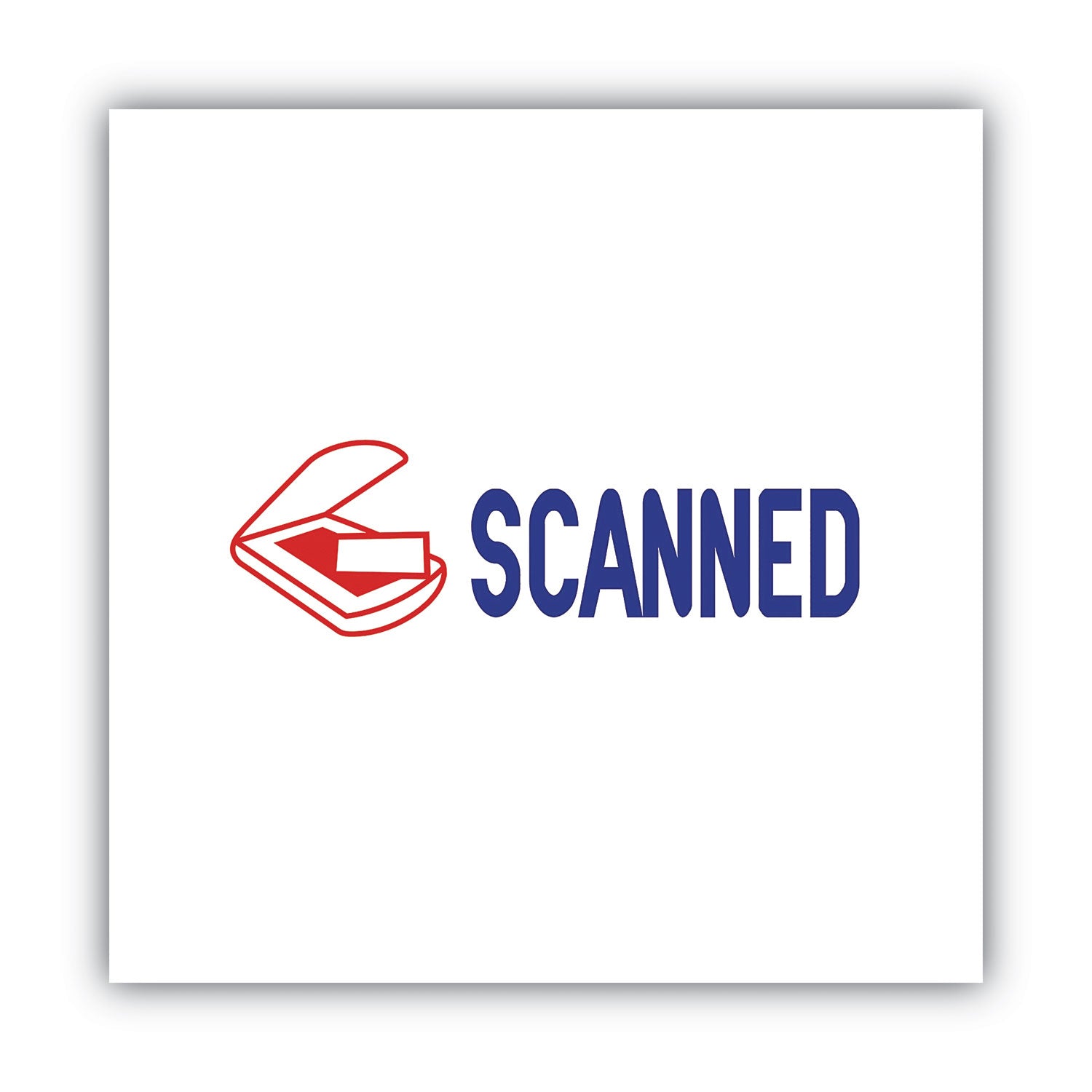 Pre-Inked Shutter Stamp, Red/Blue, SCANNED, 1.63 x 0.5 - 