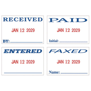 Economy Message Dater, 4 Messages, Red/Blue, 1.75 x 0.94