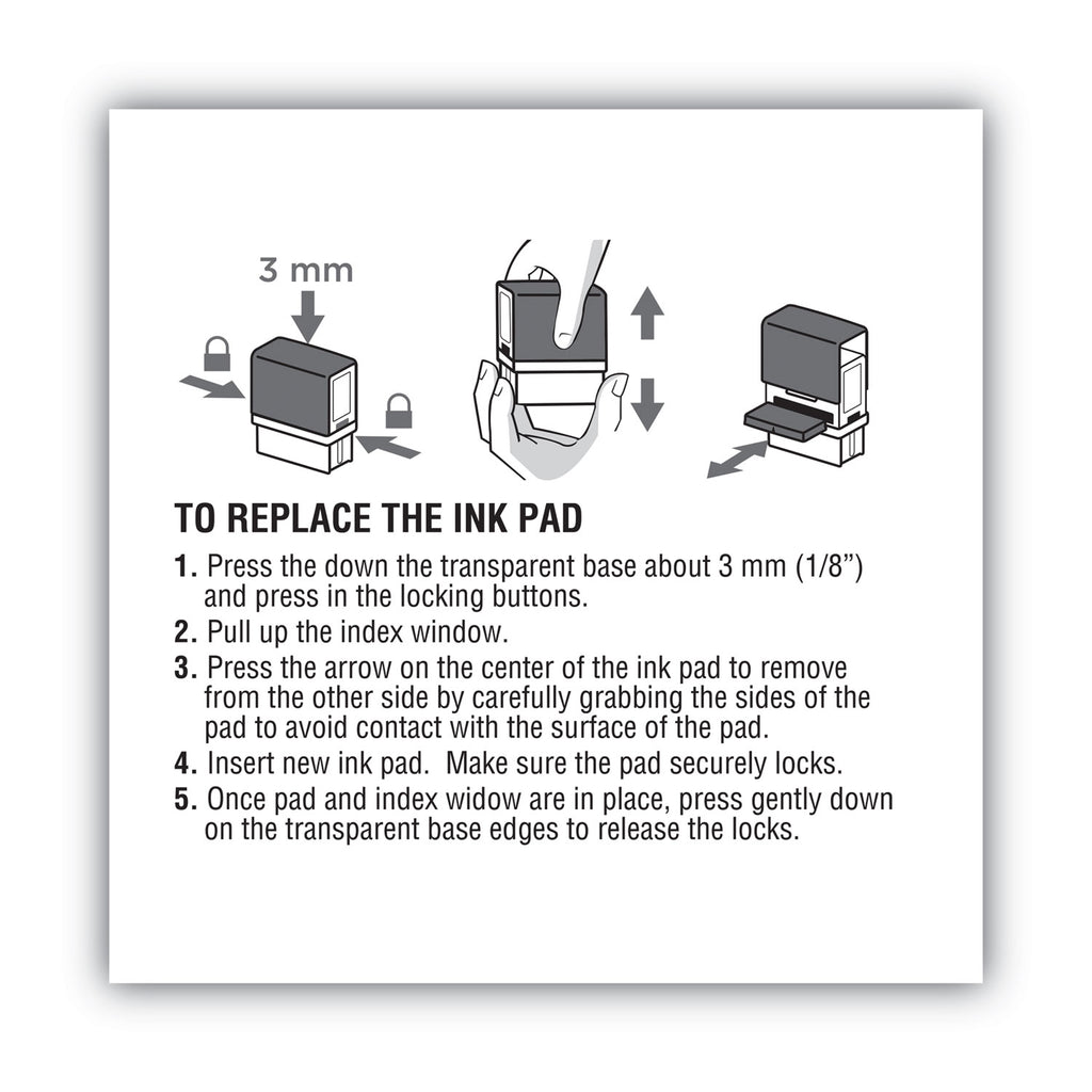 Replacement Ink Pad for 2000PLUS 1SI60P, 3.13" x 0.25", Black