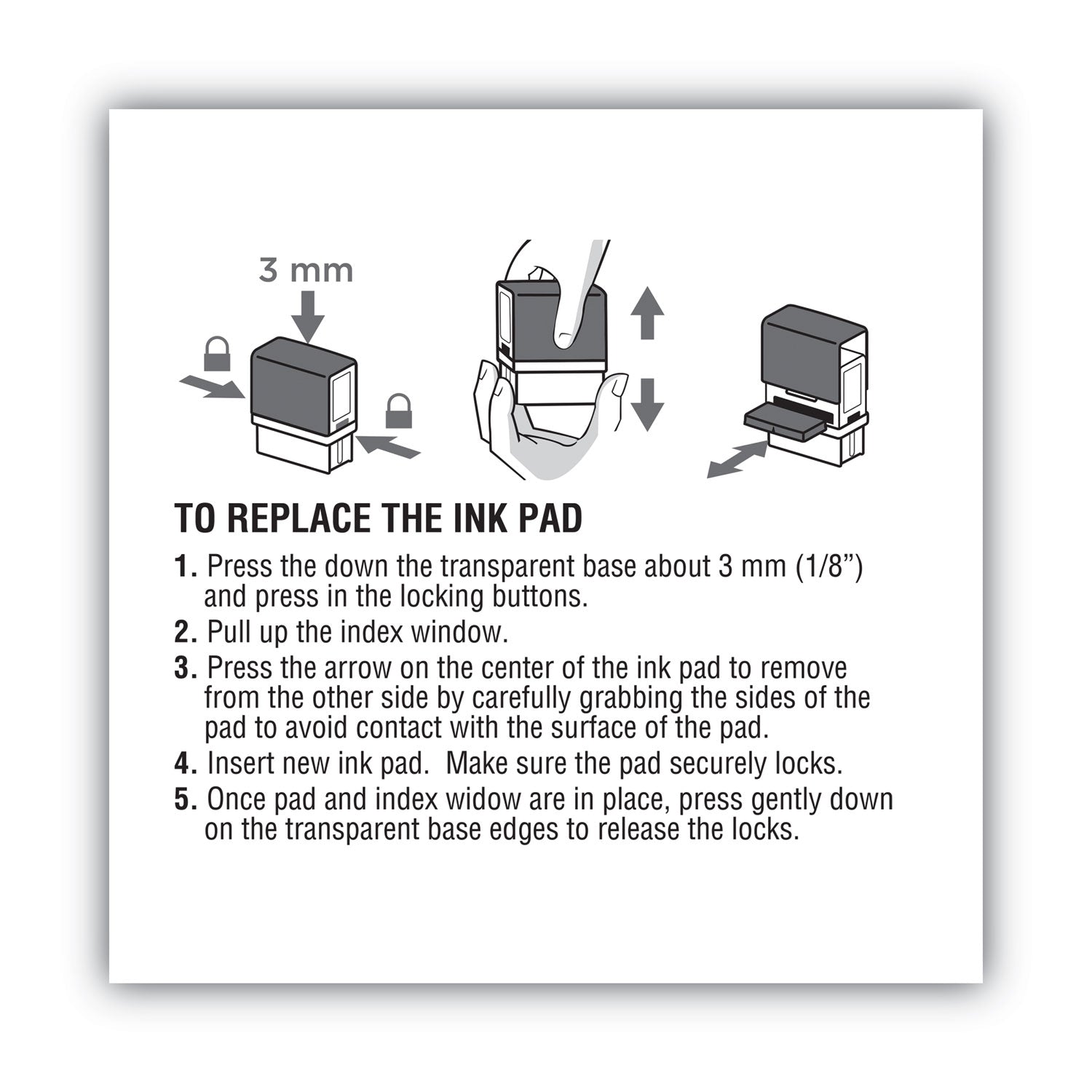 Replacement Ink Pad for 2000PLUS 1SI60P, 3.13" x 0.25", Black - 