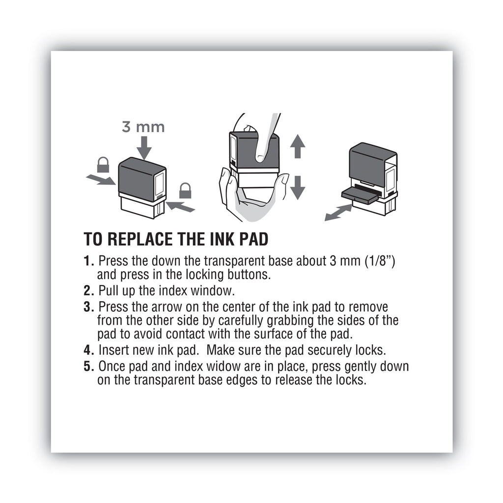 Replacement Ink Pad for 2000PLUS 1SI15P, 3" x 0.25", Black