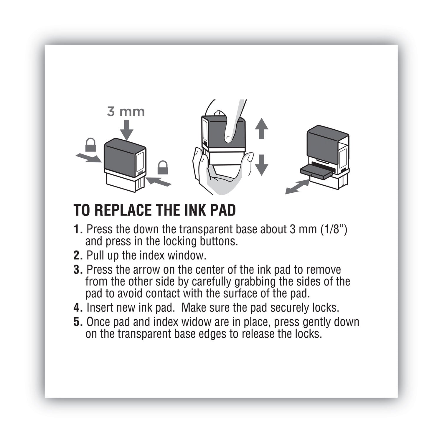 Replacement Ink Pad for 2000PLUS 1SI15P, 3" x 0.25", Black
