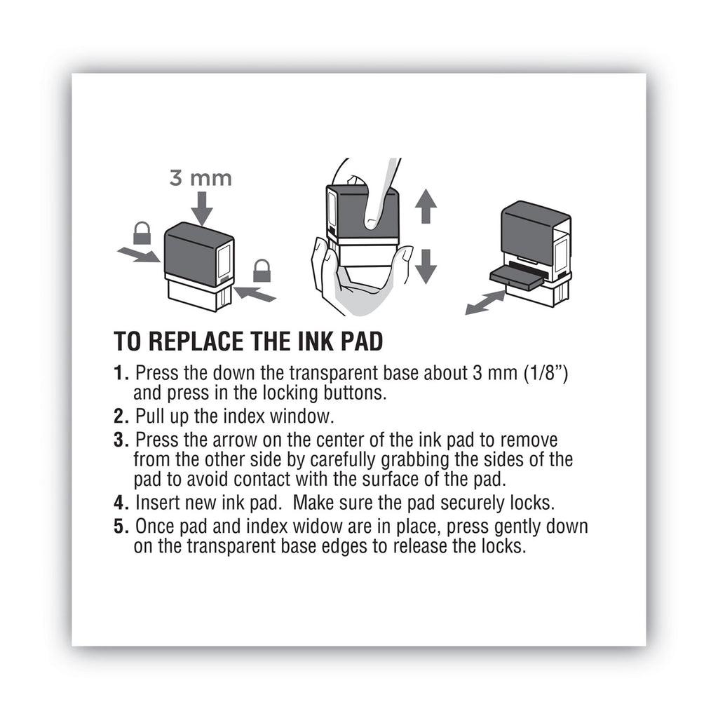 Replacement Ink Pad for 2000PLUS 1SI15P, 3" x 0.25", Red