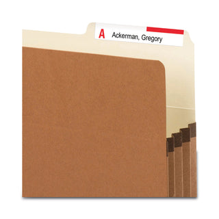 Redrope Drop Front File Pockets with 2/5-Cut Guide Height Tabs, 3.5" Expansion, Legal Size, Redrope, 25/Box - 