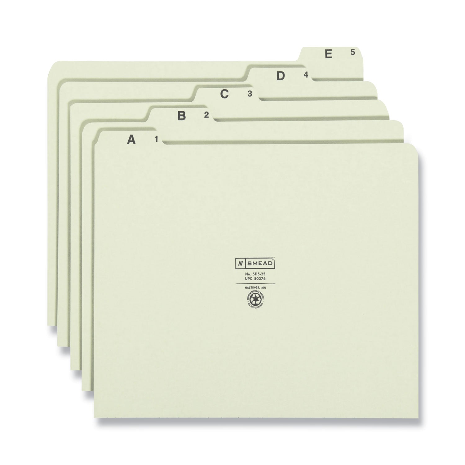 Alphabetic Top Tab Indexed File Guide Set, 1/5-Cut Top Tab, A to Z, 8.5 x 11, Green, 25/Set