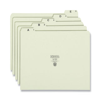 Alphabetic Top Tab Indexed File Guide Set, 1/5-Cut Top Tab, A to Z, 8.5 x 11, Green, 25/Set