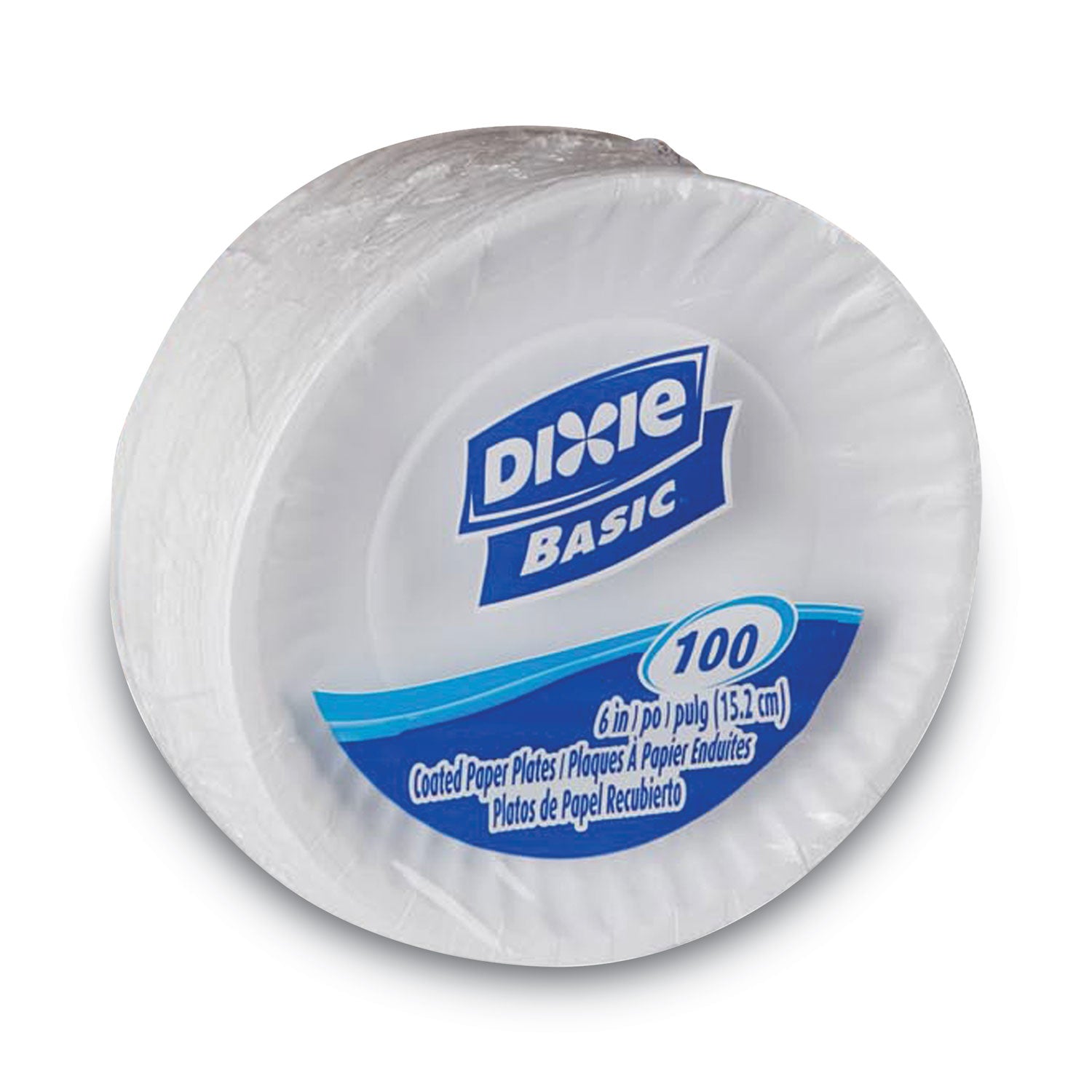 Clay Coated Paper Plates, 6" dia, White, 100/Pack - 