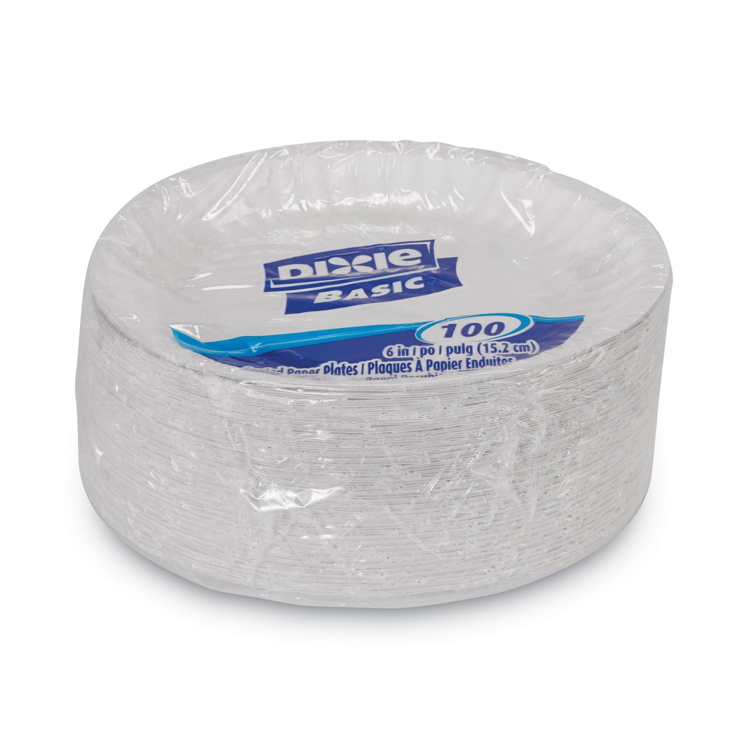 Clay Coated Paper Plates, 6" dia, White, 100/Pack - 