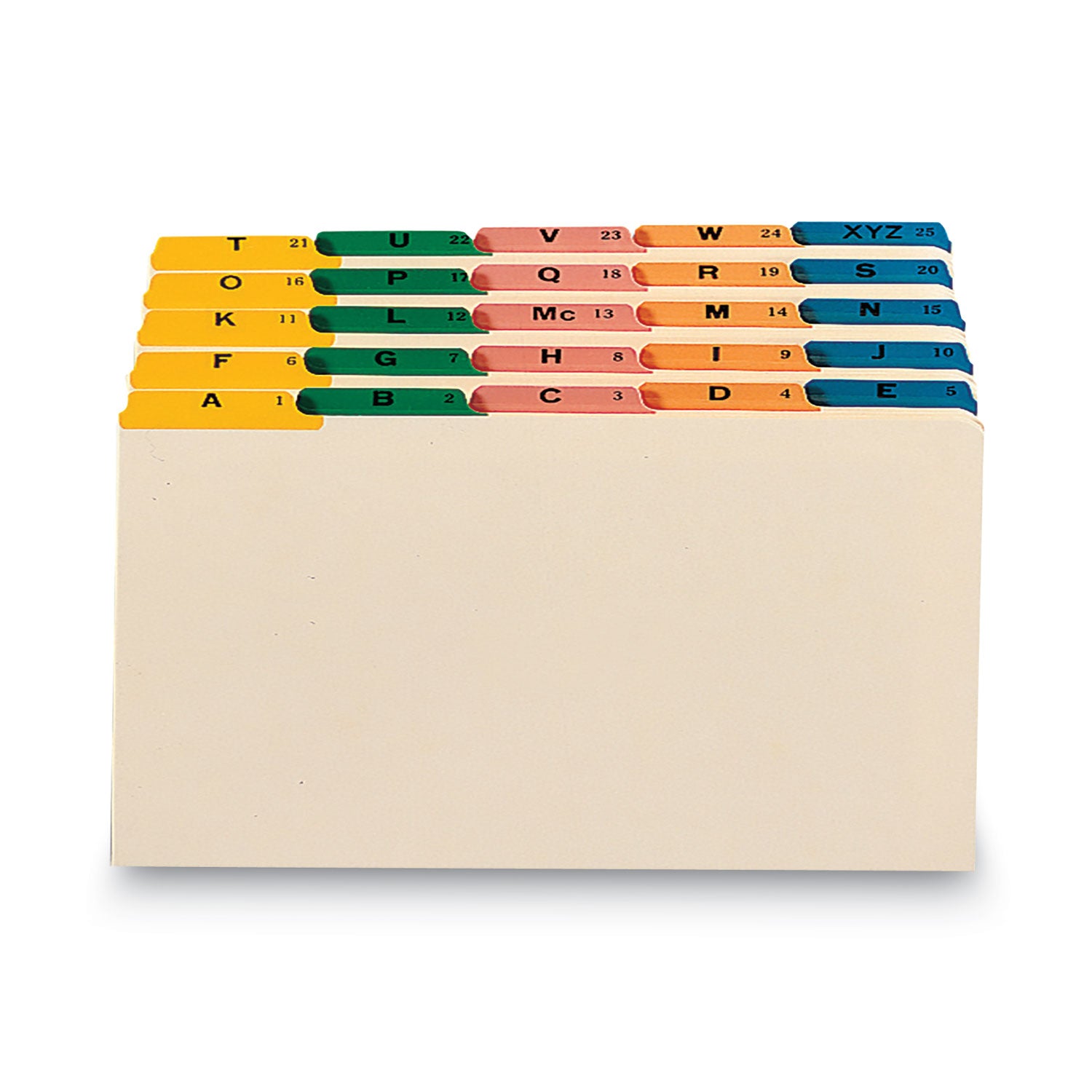 Alphabetic Top Tab Indexed File Guide Set, 1/5-Cut Top Tab, A to Z, 8.5 x 14, Manila, 25/Set - 
