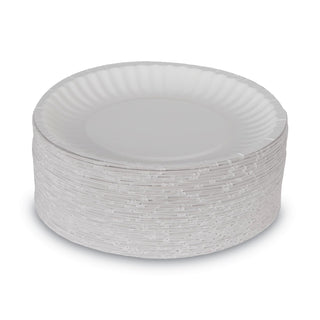 Clay Coated Paper Plates, 6" dia, White, 100/Pack - 