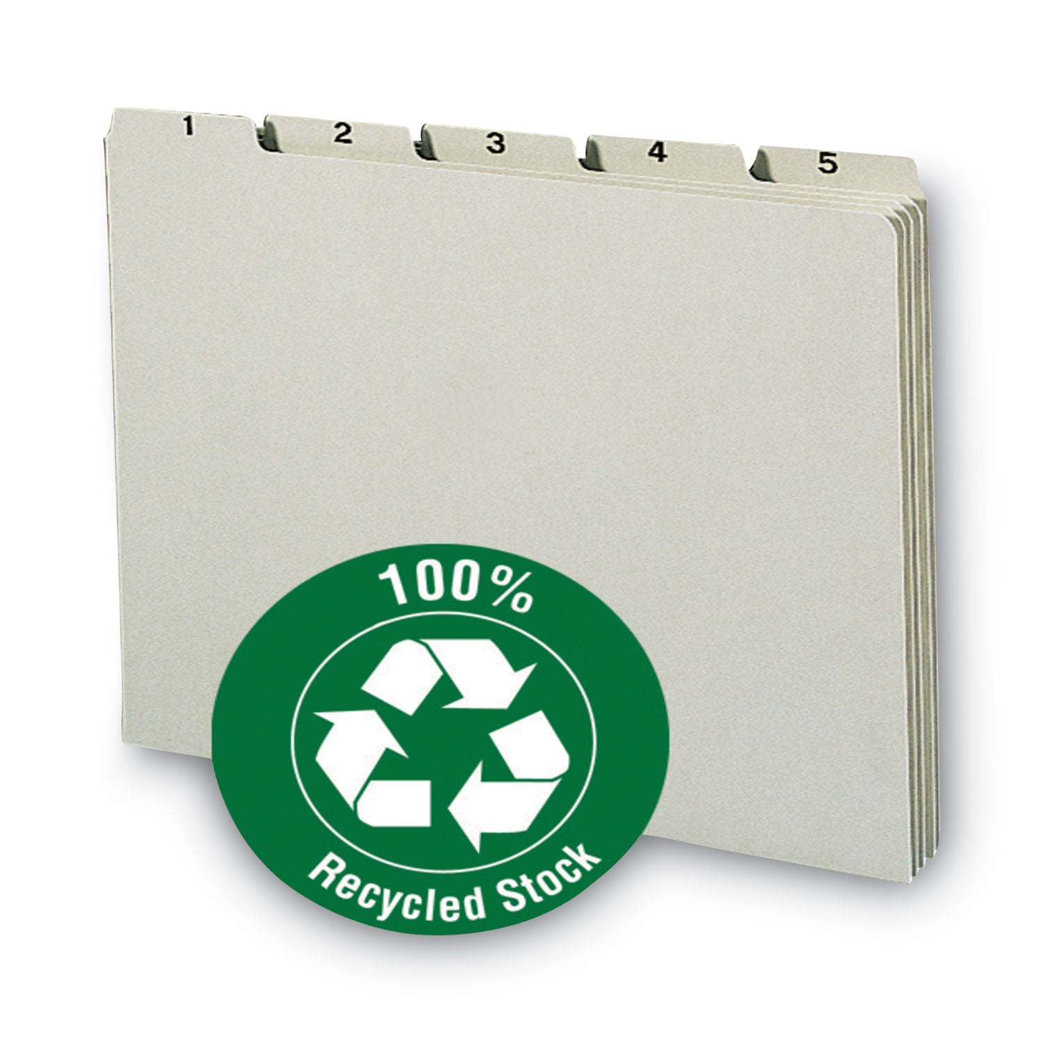 100% Recycled Daily Top Tab File Guide Set, 1/5-Cut Top Tab, 1 to 31, 8.5 x 11, Green, 31/Set - 