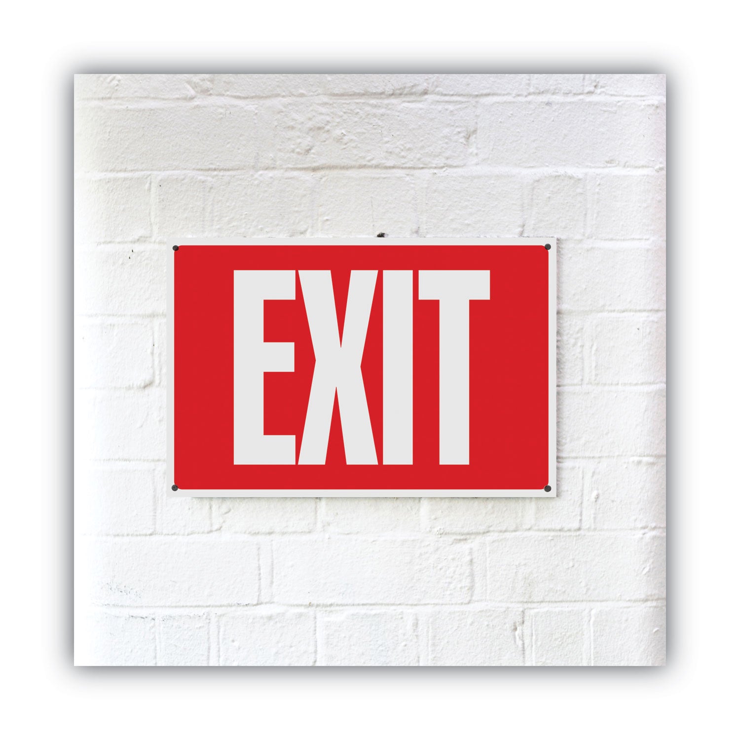 Glow-in-the-Dark Safety Sign, Exit, 12 x 8, Red - 