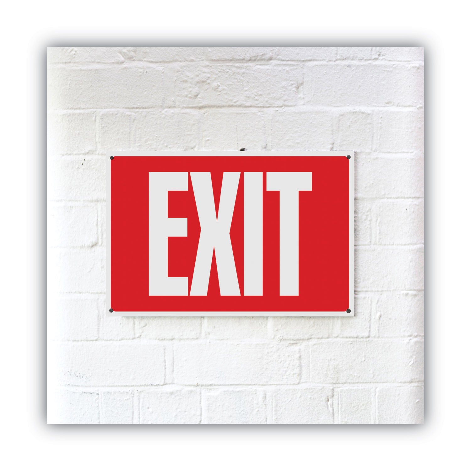 Glow-in-the-Dark Safety Sign, Exit, 12 x 8, Red