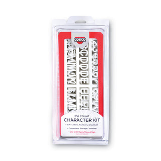 Character Kit, Letters, Numbers, Symbols, Helvetica, White, 0.75"h, 258 Pieces - 