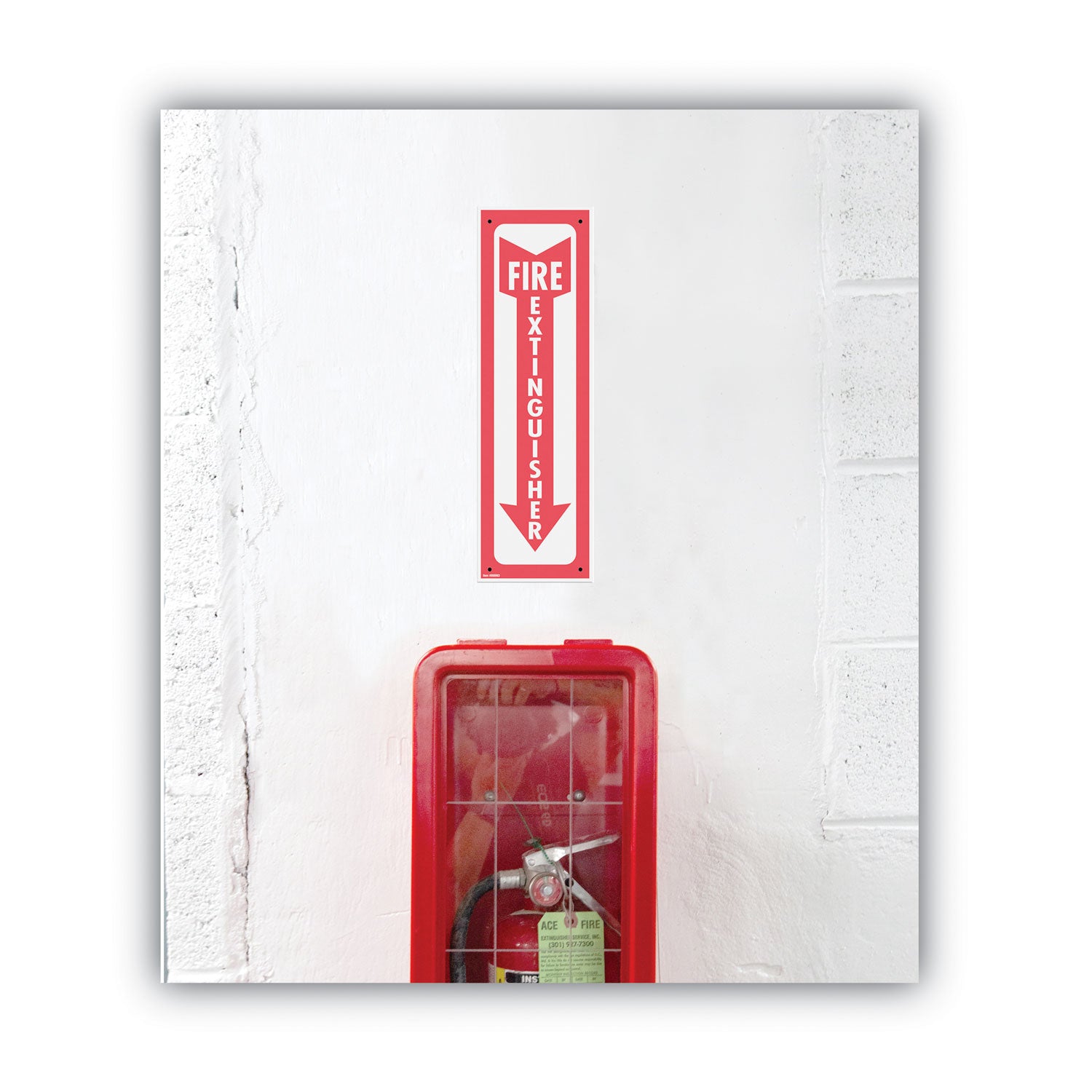 Glow-In-The-Dark Safety Sign, Fire Extinguisher, 4 x 13, Red - 