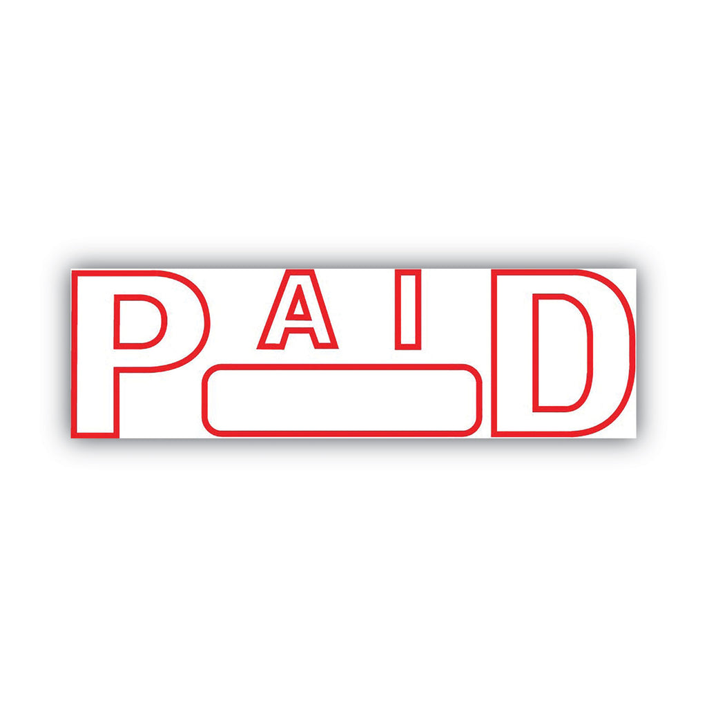 Green Line Message Stamp, Paid, 1.5 x 0.56, Red