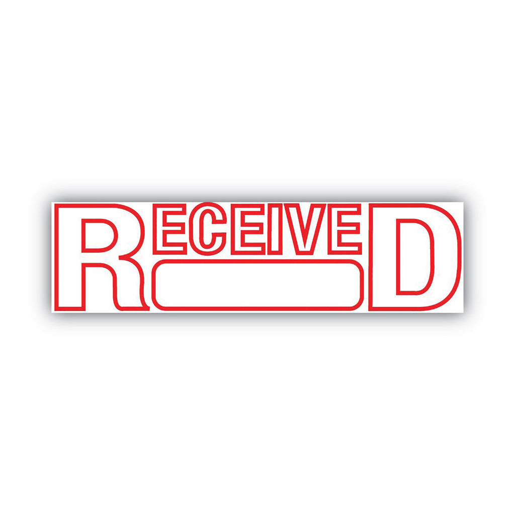 Green Line Message Stamp, Received, 1.5 x 0.56, Red