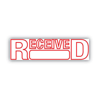 Green Line Message Stamp, Received, 1.5 x 0.56, Red