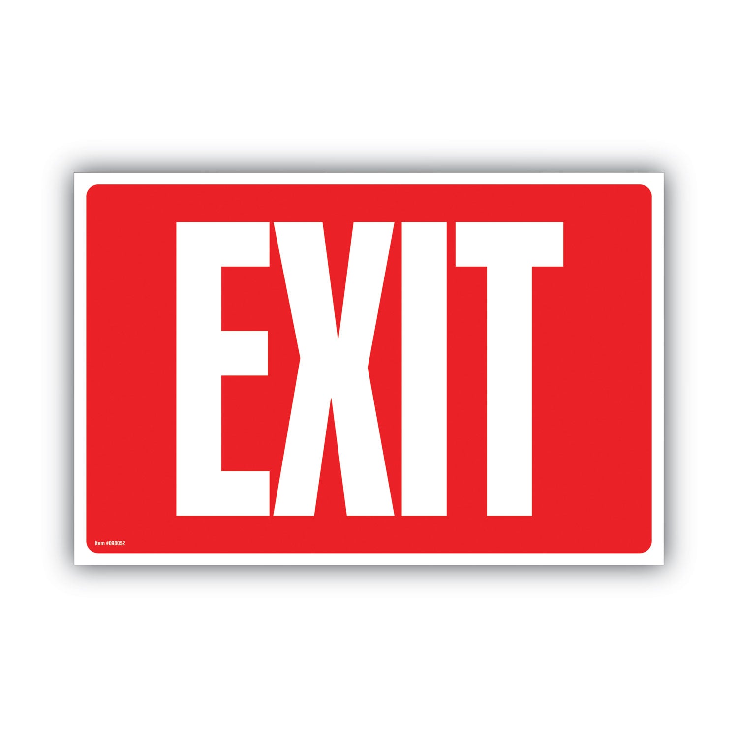 Glow-in-the-Dark Safety Sign, Exit, 12 x 8, Red - 