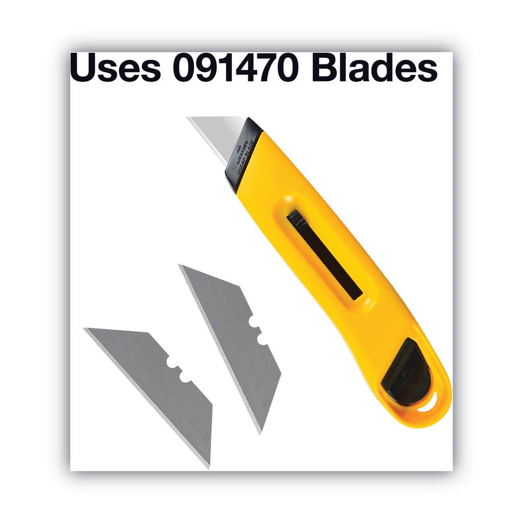 Plastic Utility Knife with Retractable Blade and Snap Closure, 6" Plastic Handle, Yellow - 