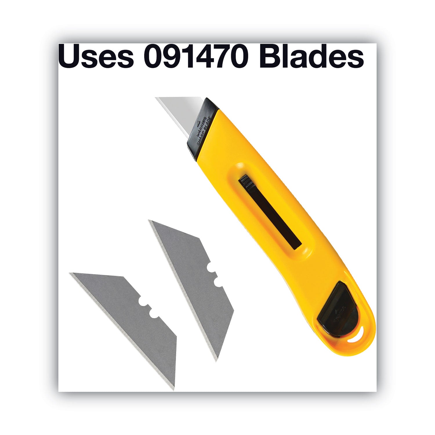 Plastic Utility Knife with Retractable Blade and Snap Closure, 6" Plastic Handle, Yellow - 