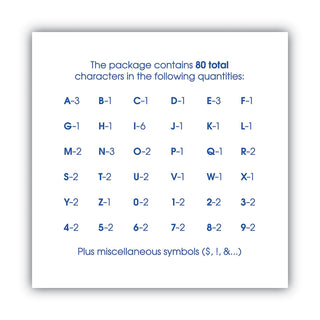 Letters, Numbers and Symbols, Self Adhesive, Black, 3"h, 64 Characters - 