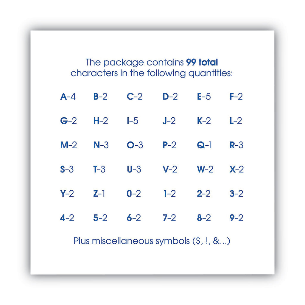 Letters, Numbers and Symbols, Self Adhesive, Black, 2"h, 84 Characters