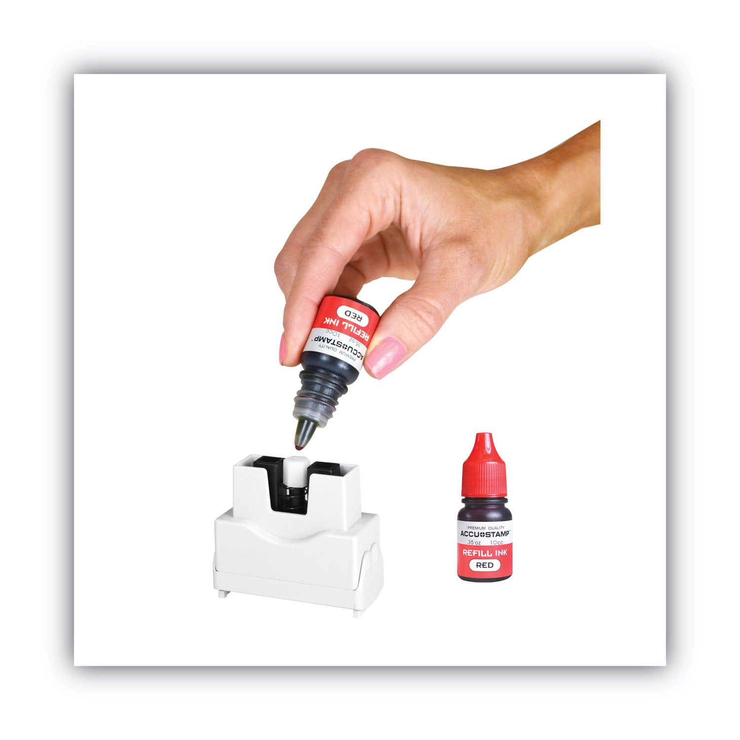 ACCU-STAMP Gel Ink Refill, 0.35 oz Bottle, Red - 