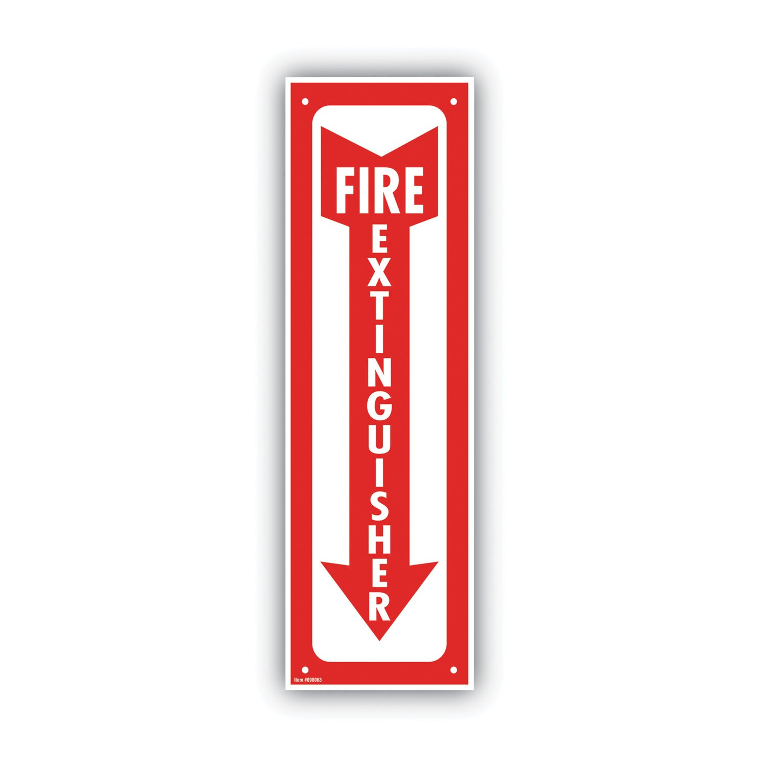 Glow-In-The-Dark Safety Sign, Fire Extinguisher, 4 x 13, Red - 