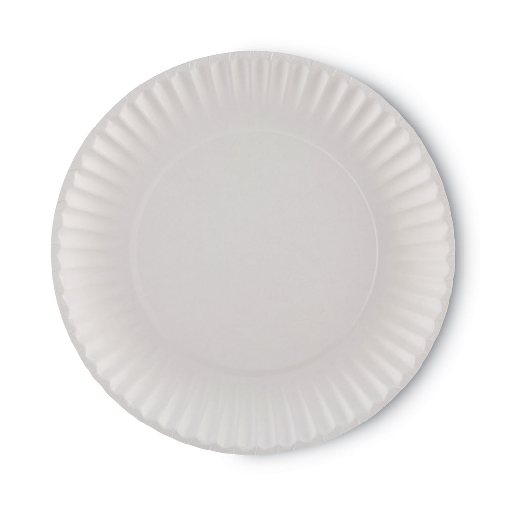 White Paper Plates, 9" dia, 250/Pack, 4 Packs/Carton - 