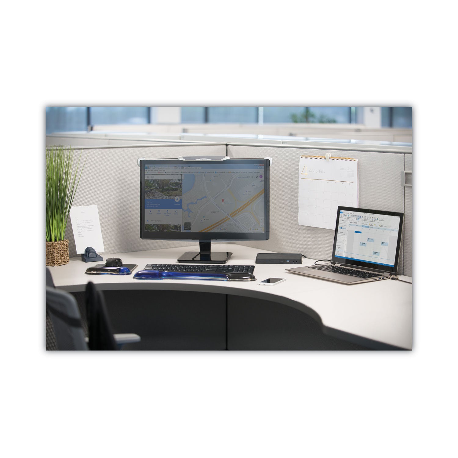 InSight Priority Puck Five-Slot Desktop Copyholder, Plastic, Blue