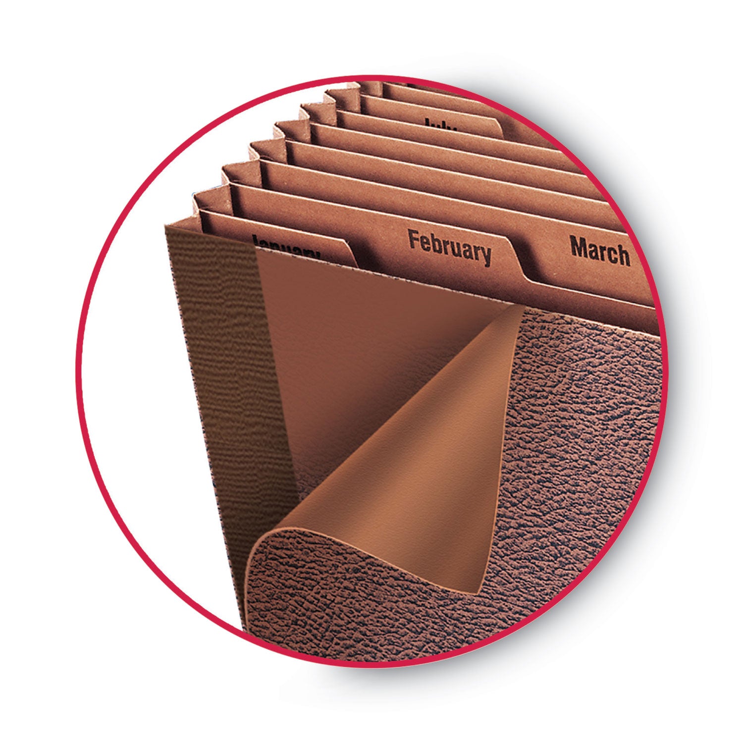 TUFF Expanding Open-Top Stadium File, 12 Sections, 1/12-Cut Tabs, Letter Size, Redrope - 