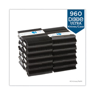SmartStock Tri-Tower Dispensing System Cutlery, Knives, Mediumweight, Polypropylene, Black, 40/Pack, 24 Packs/Carton