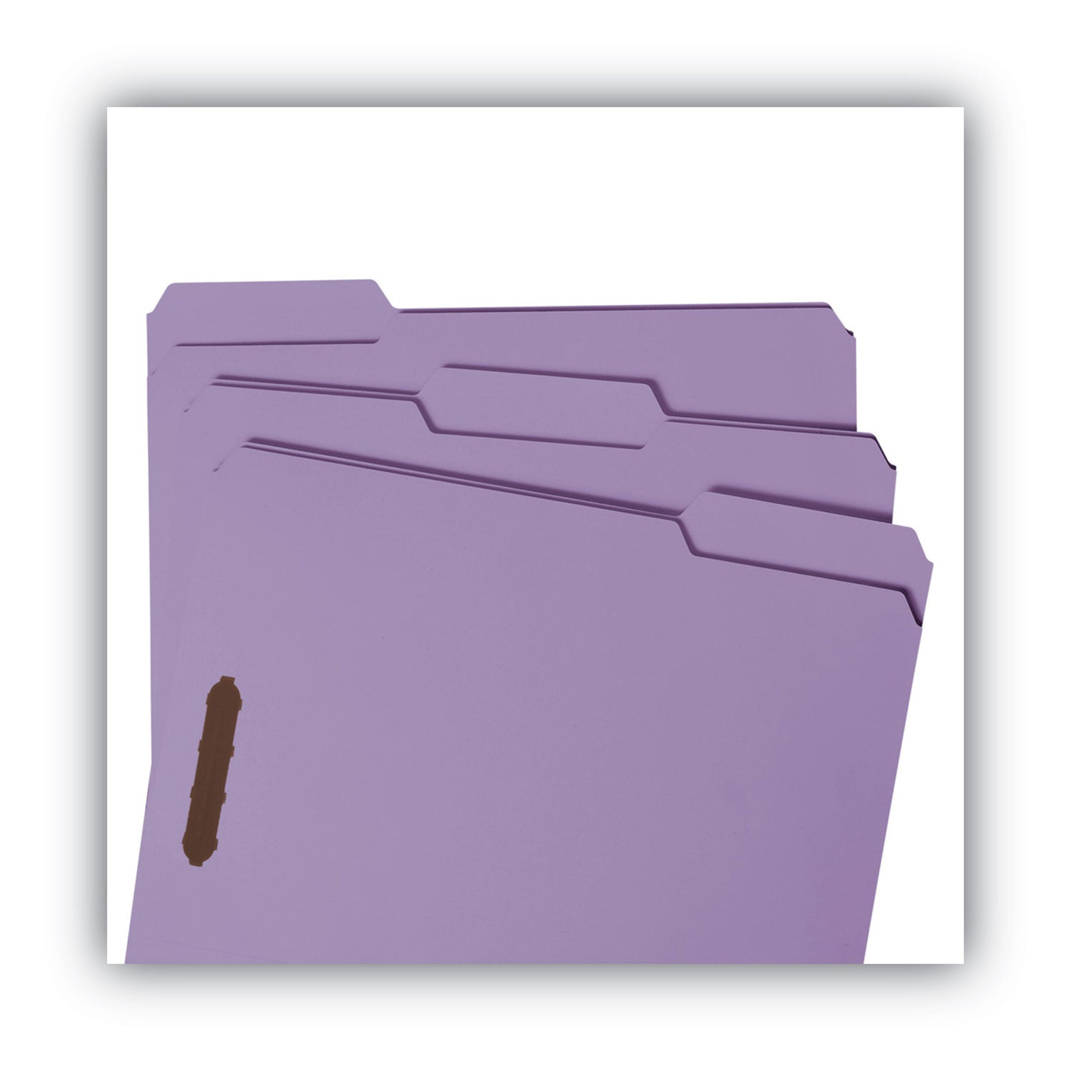 Top Tab Colored Fastener Folders, 0.75" Expansion, 2 Fasteners, Letter Size, Lavender Exterior, 50/Box - 