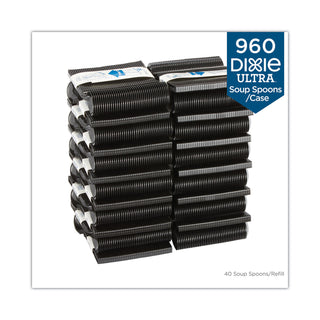SmartStock Tri-Tower Dispensing System Cutlery, Soup Spoons, Mediumweight, Polystyrene, Black, 40/Cartridge, 24 Cartridges/CT