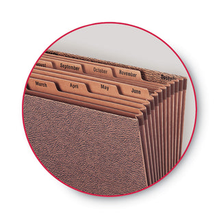 TUFF Expanding Open-Top Stadium File, 12 Sections, 1/12-Cut Tabs, Letter Size, Redrope - 