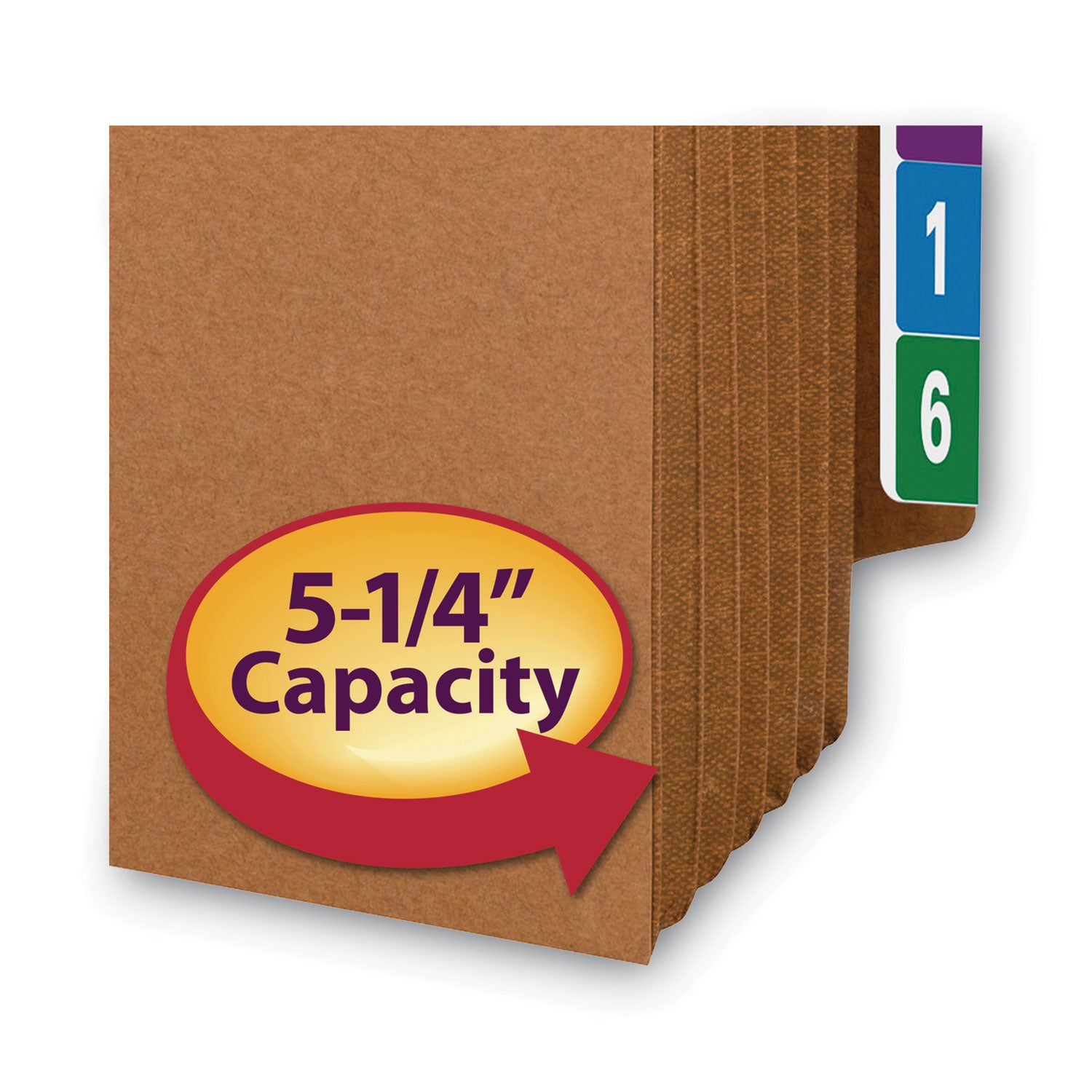 Heavy-Duty Redrope End Tab TUFF Pockets, 5.25" Expansion, Letter Size, Redrope, 10/Box - 