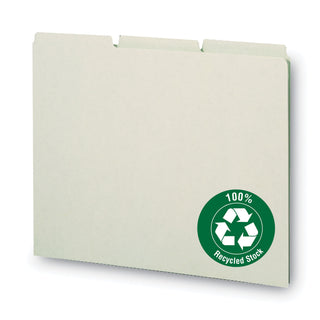 Recycled Blank Top Tab File Guides, 1/3-Cut Top Tab, Blank, 8.5 x 11, Green, 100/Box - 