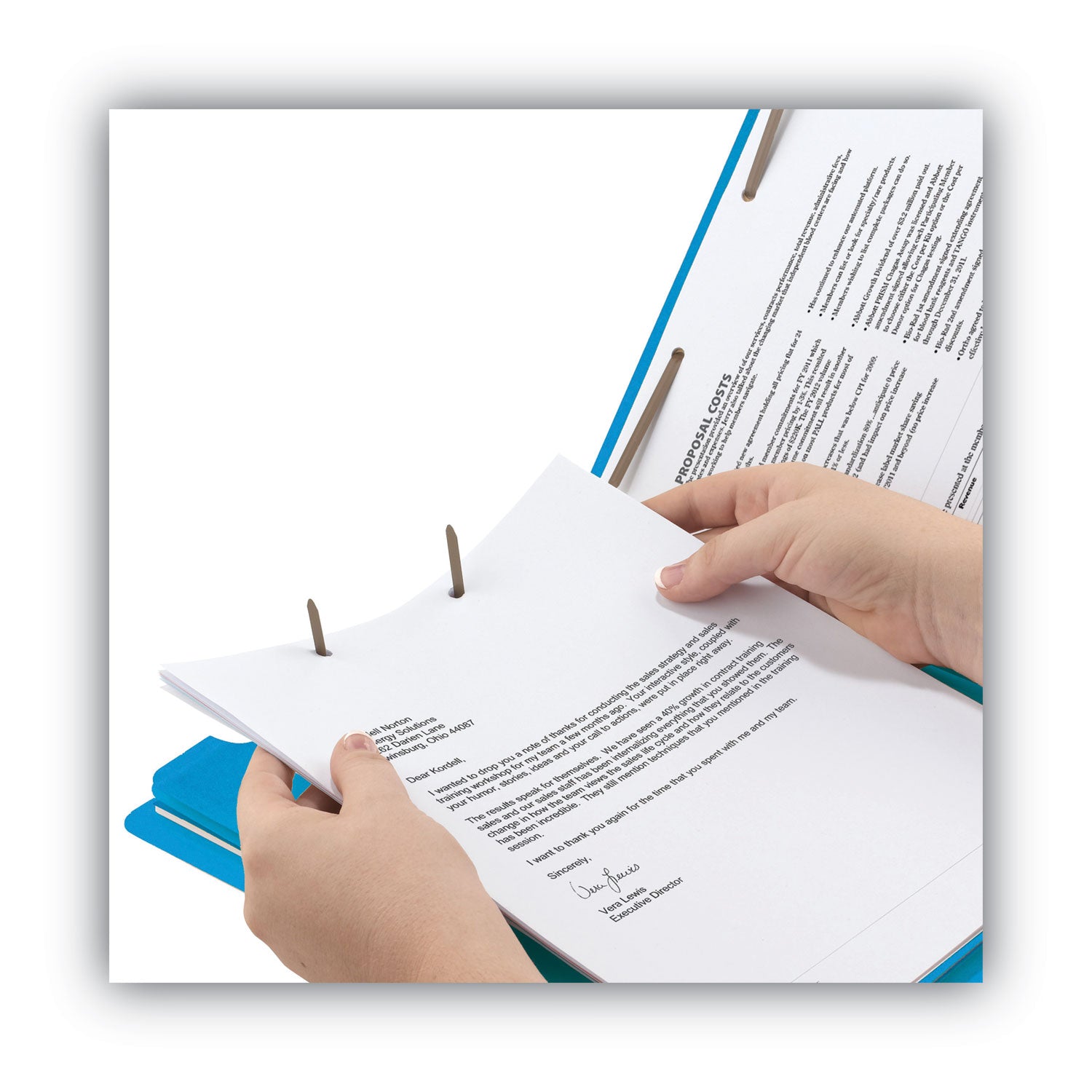 Colored End Tab Classification Folders with Dividers, 2" Expansion, 2 Dividers, 6 Fasteners, Letter Size, Blue, 10/Box - 