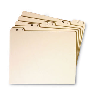 Alphabetic Top Tab Indexed File Guide Set, 1/5-Cut Top Tab, A to Z, 8.5 x 11, Manila, 25/Set - 