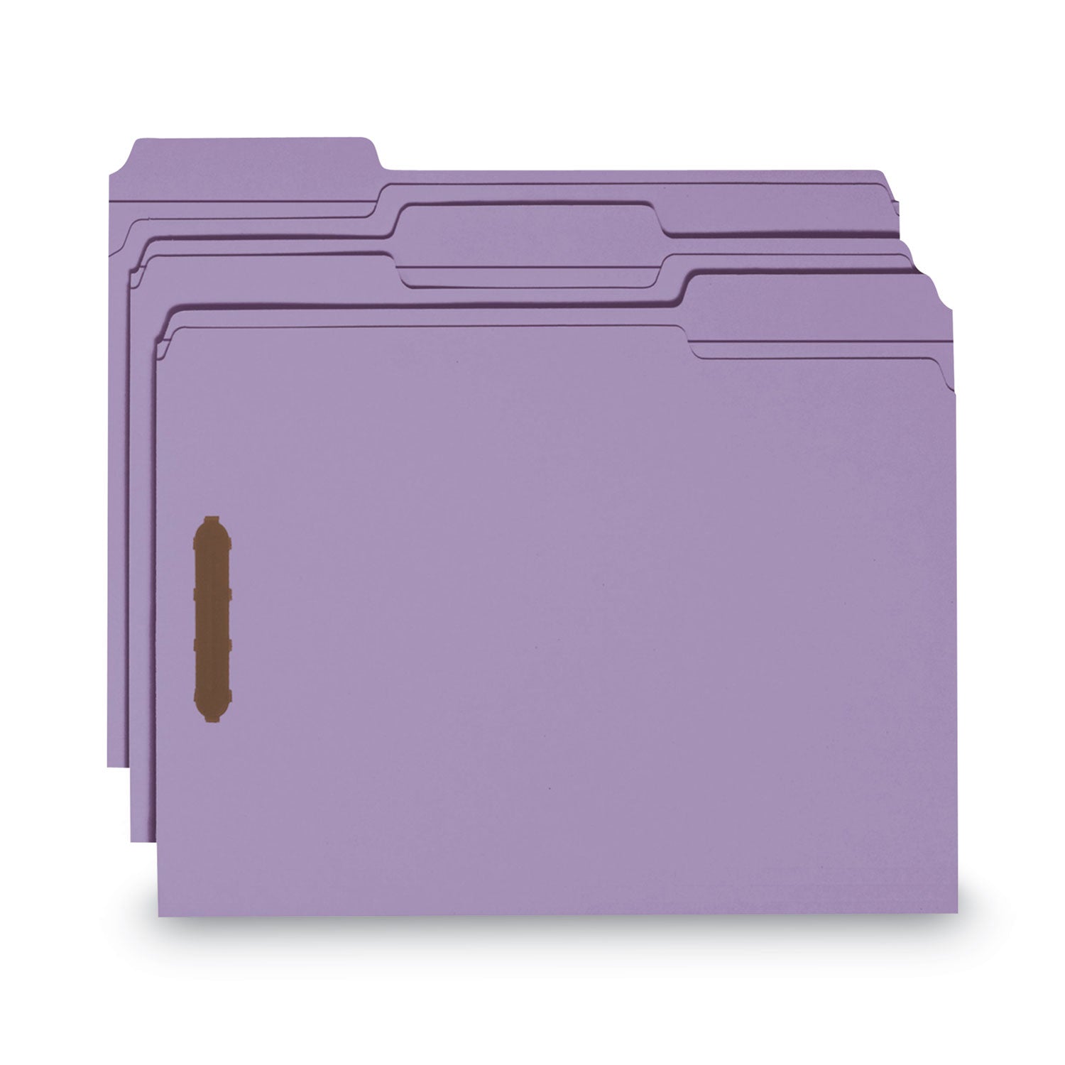 Top Tab Colored Fastener Folders, 0.75" Expansion, 2 Fasteners, Letter Size, Lavender Exterior, 50/Box - 
