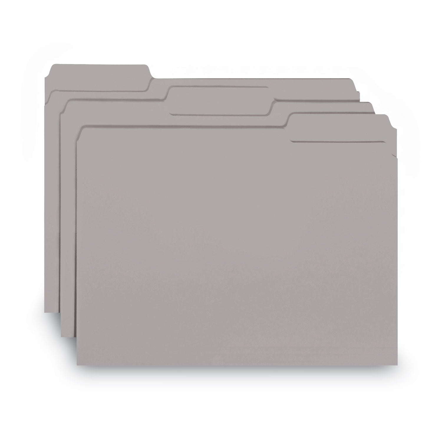 Interior File Folders, 1/3-Cut Tabs: Assorted, Letter Size, 0.75" Expansion, Gray, 100/Box - 