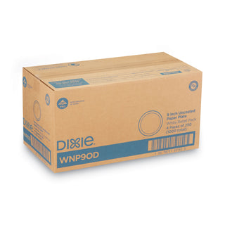 White Paper Plates, 9" dia, 250/Pack, 4 Packs/Carton - 