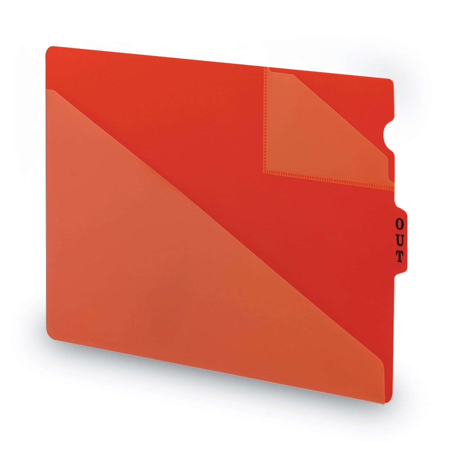 End Tab Poly Out Guides, Two-Pocket Style, 1/3-Cut End Tab, Out, 8.5 x 14, Red, 50/Box - 